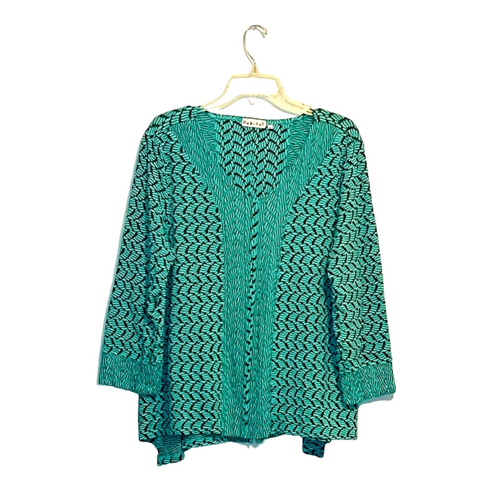 🎁 Sale! 🎁 HABITAT green turquoise black herringbone long sleeve tunic top XL
